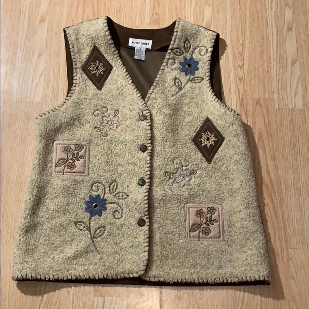 Alfred Dunner Sherpa Vest Embroidered and Embellished